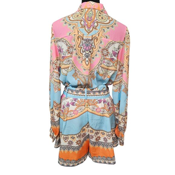 Colorful Beautiful Print Matching Shirt and Shorts Set-NWOT- Size Large - Picture 6 of 17